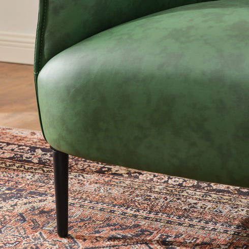 Kadar Leather Barrel Chair-Green Modern Leather Chair | Accent Chairs | Kinwell Furniture | Barrel Chairs